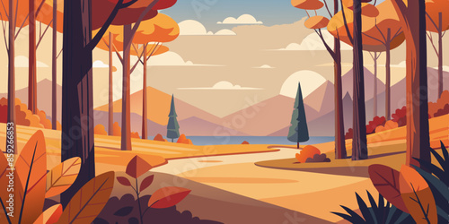 Beautiful autumn forest, clear shape, grass