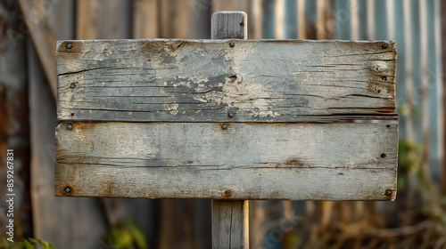 Weathered Wooden Signboard with Rustic Background
