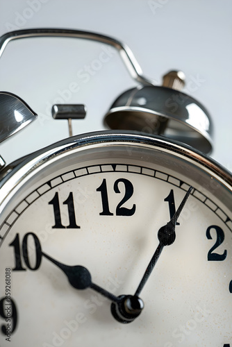 Classic Alarm Clock Ringing, Emphasizing Time Awareness and Urgency in a Close-Up Shot