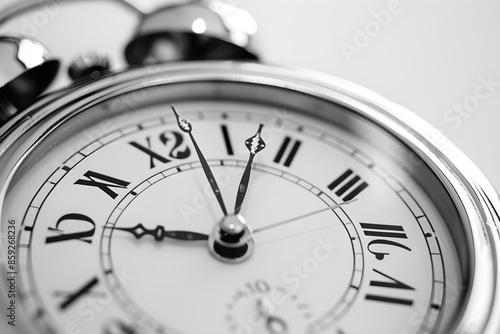 Classic Alarm Clock Ringing, Emphasizing Time Awareness and Urgency in a Close-Up Shot