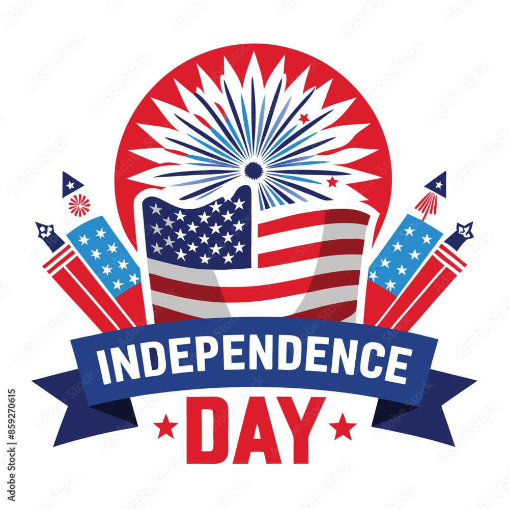 July 4th. Independence Day card with USA flag. Vector illustration. July 4th. Independence Day card with USA flag. Vector illustration.
