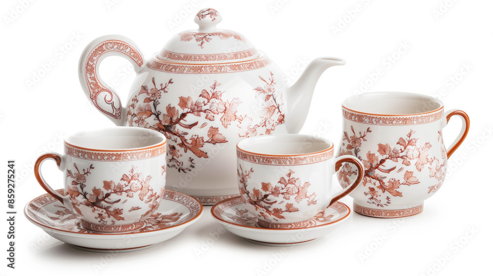tea set isolated on a white background. Tea ceremony. Created with Generative AI technology. tea set isolated on a white background. Tea ceremony. Created with Generative AI technology.