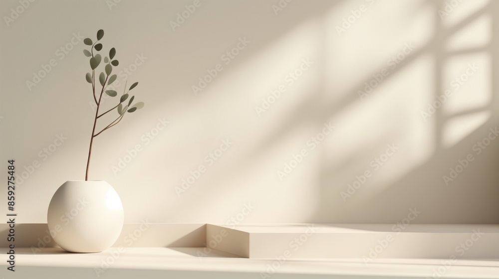 Minimalist beauty product display with geometric shapes and warm tones. Minimalist beauty product display with geometric shapes and warm tones.
