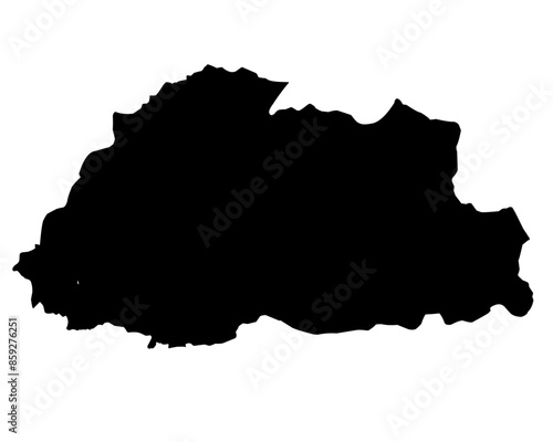 bhutan map silhouette with transparent background