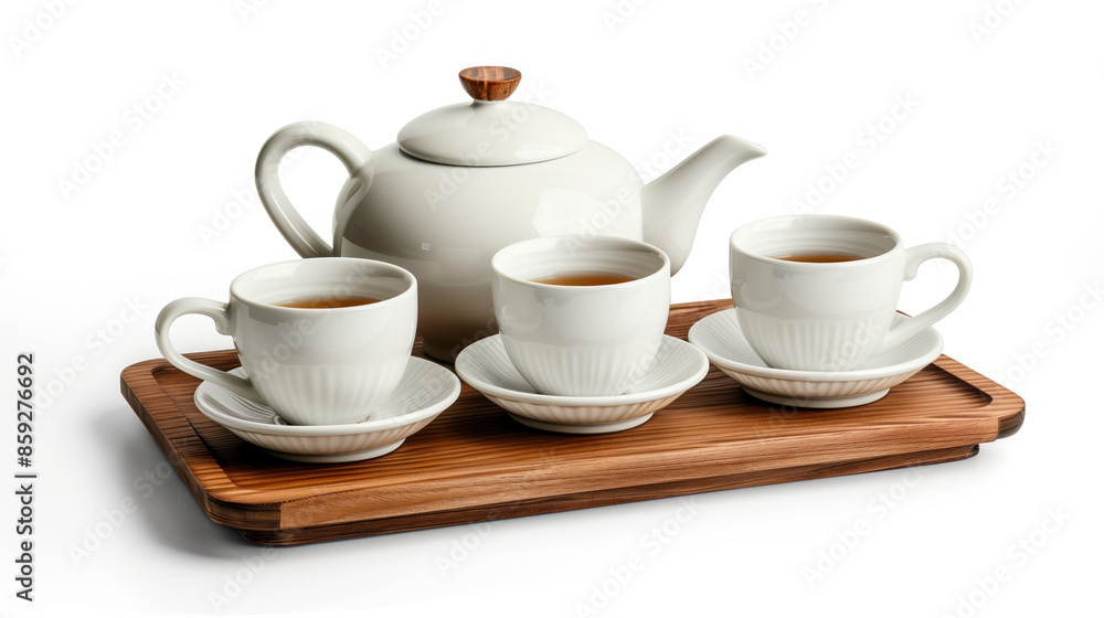 tea set isolated on a white background. Tea ceremony. Created with Generative AI technology. tea set isolated on a white background. Tea ceremony. Created with Generative AI technology.
