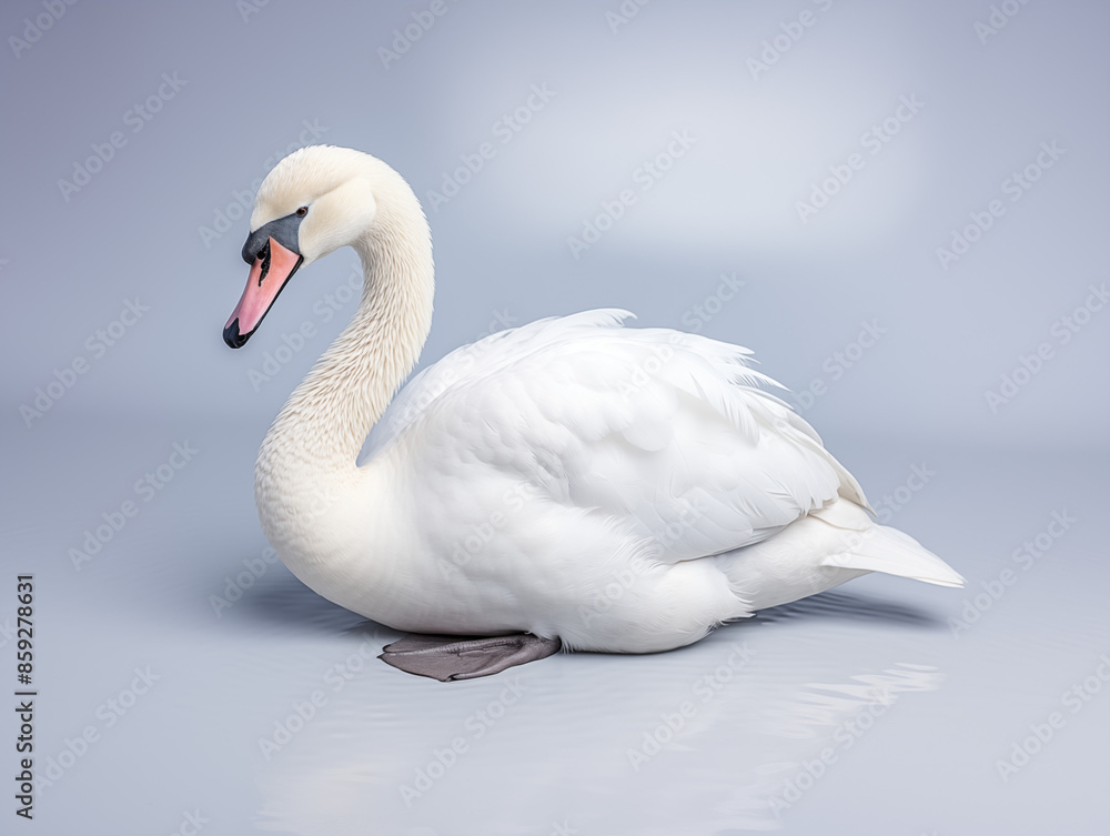 a Portrait of a white swan on an isolated background a Portrait of a white swan on an isolated background