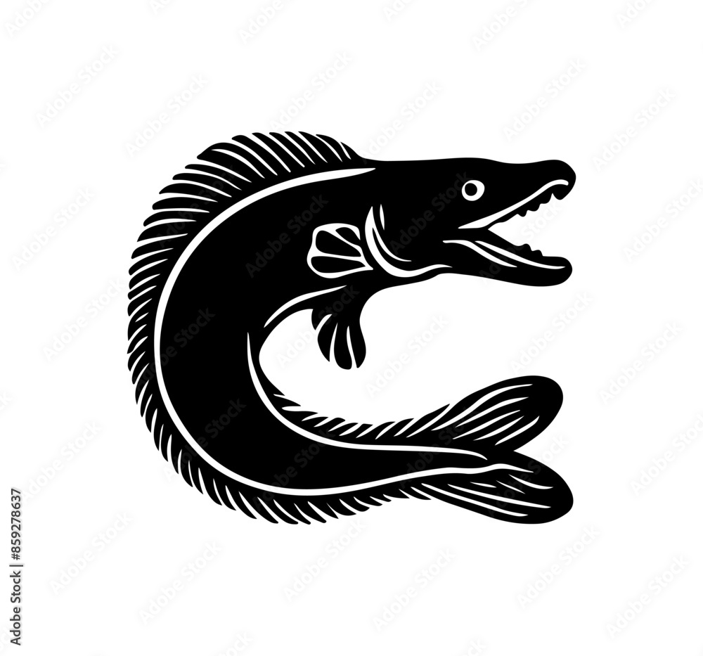 Eel silhouette vector illustration isolated on a white background Eel silhouette vector illustration isolated on a white background