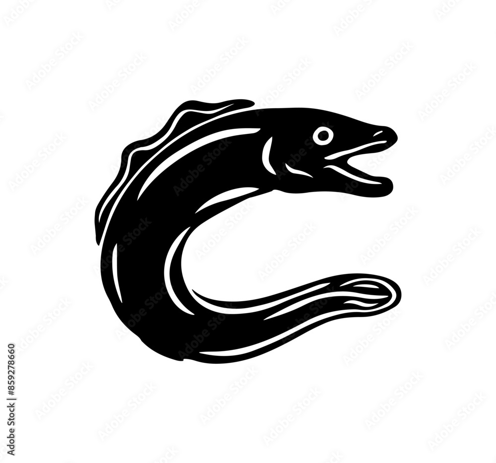 Obraz premium Eel silhouette vector illustration isolated on a white background 