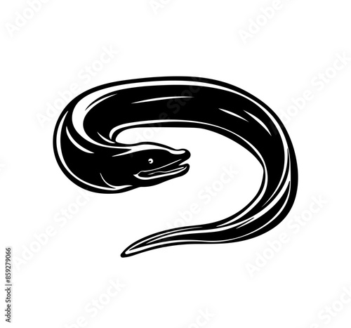 Photography Eel silhouette vector illustration isolated on a white background