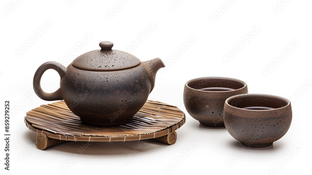 tea set isolated on a white background. Tea ceremony. Created with Generative AI technology. tea set isolated on a white background. Tea ceremony. Created with Generative AI technology.