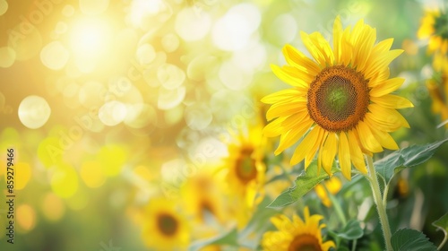 Sunlit Sunflower in a Field of Gold