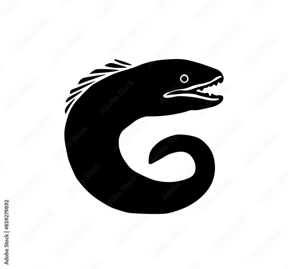 Obraz premium Eel silhouette vector illustration isolated on a white background 