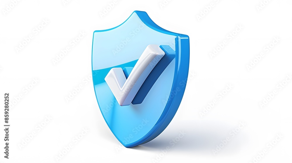 cartoon 3d Icon safety shield check mark perspective . Blue symbol security safety icon. Checkmark in minimalistic style. 3d vector illustration. white background cartoon 3d Icon safety shield check mark perspective . Blue symbol security safety icon. Checkmark in minimalistic style. 3d vector illustration. white background