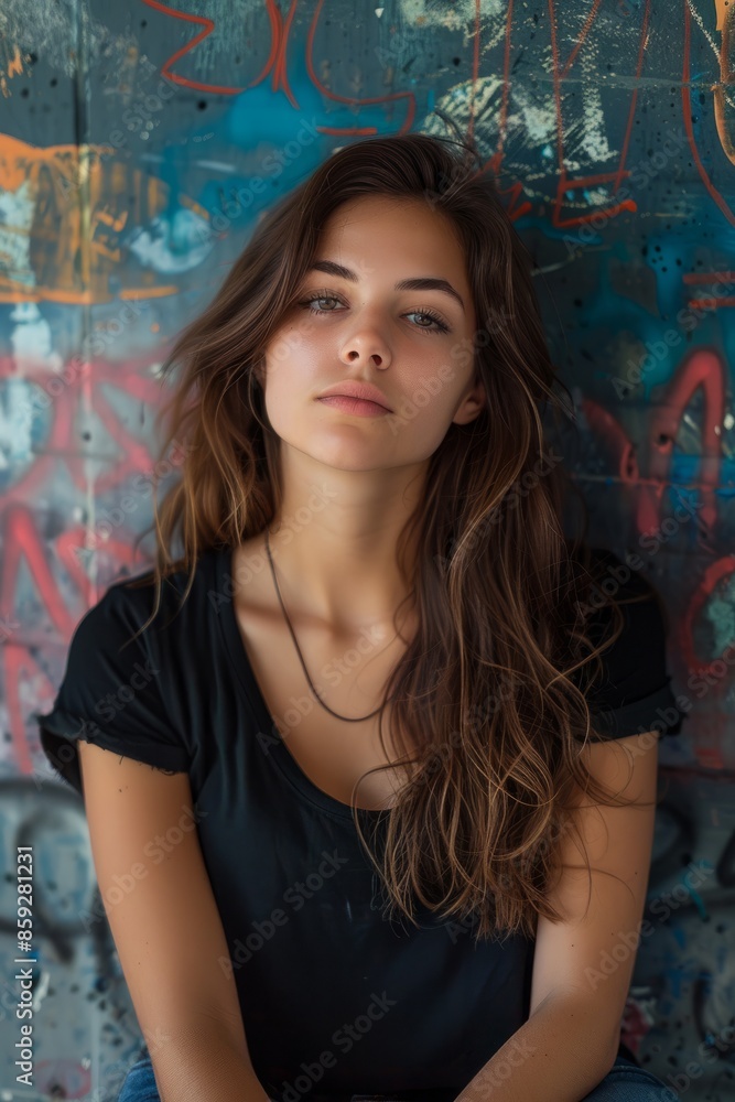 Make a realistic portrait of a beautiful woman listening to music Make a realistic portrait of a beautiful woman listening to music