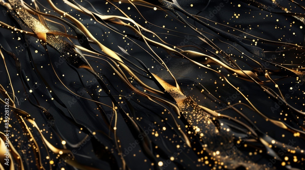 Abstract Black and Gold Design with Golden Dots Abstract Black and Gold Design with Golden Dots
