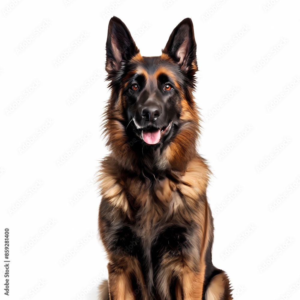 Belgian shepherd dog breed standing against white background, AI Generated Belgian shepherd dog breed standing against white background, AI Generated