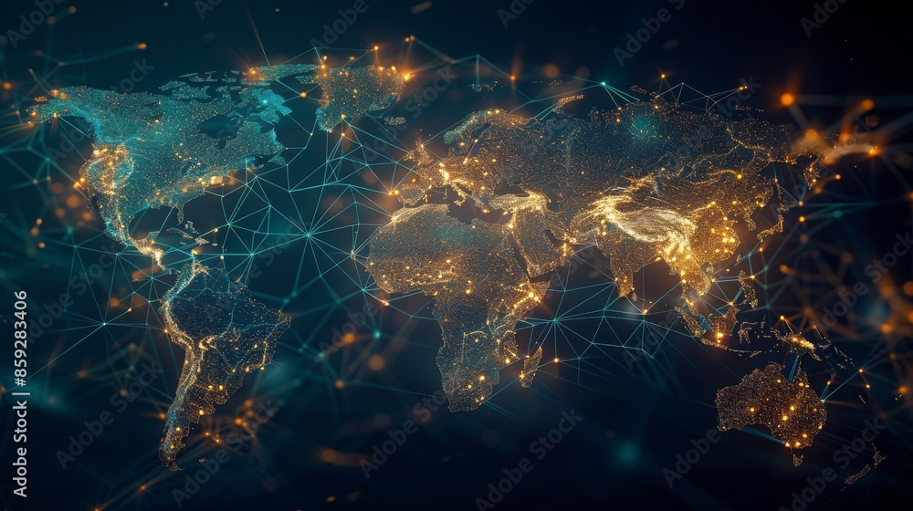 Obraz premium Global Network Connections Visualization