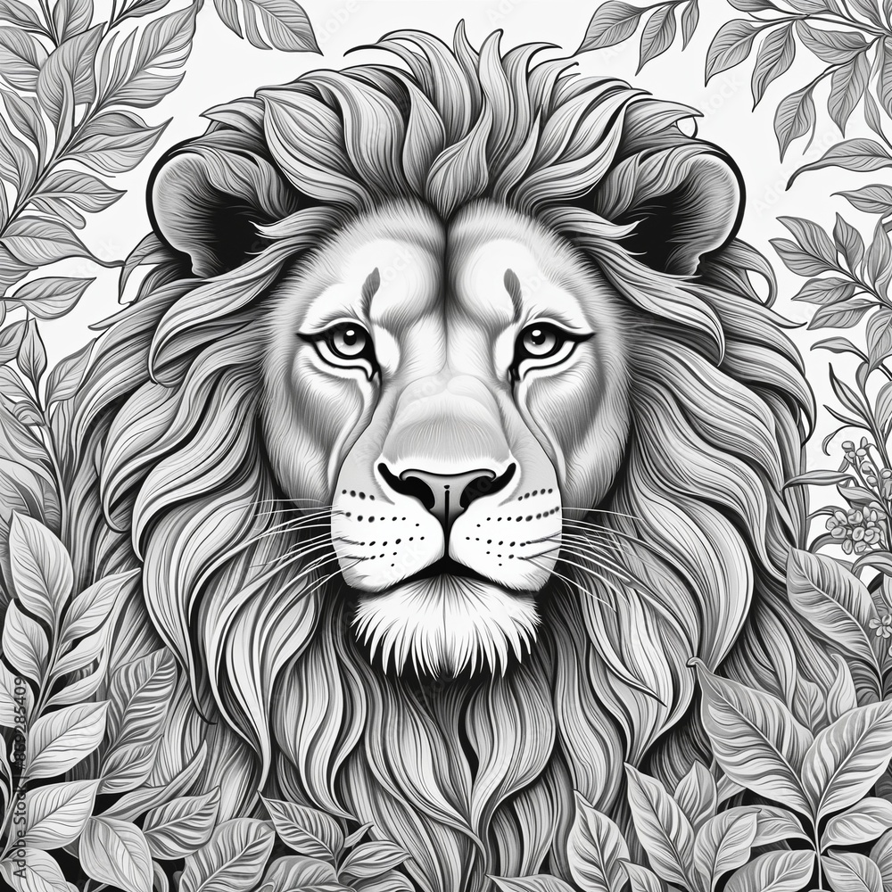 Fototapeta premium Creative Cartoon Coloring Book with Nature-Inspired Designs