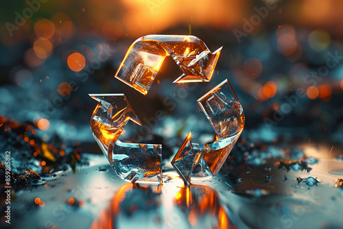 Fototapeta Naklejka Na Ścianę i Meble -  Generative AI conceptual illustration development of garbage recycling reusage clean safe planet