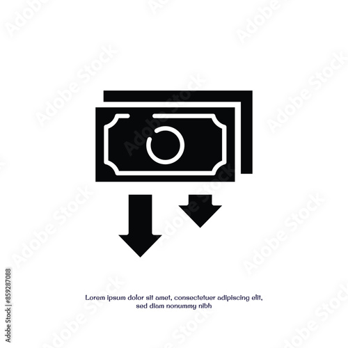 money moving down solid icon vector design good for web or mobile app