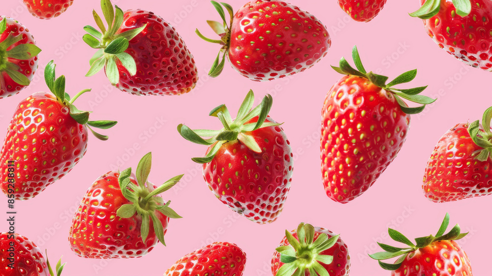 A cool retro design with red strawberries on a pink background. A cool retro design with red strawberries on a pink background.