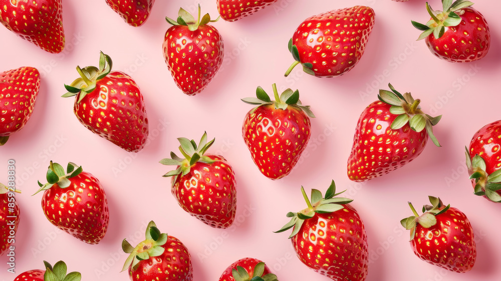 A cool retro design with red strawberries on a pink background. A cool retro design with red strawberries on a pink background.