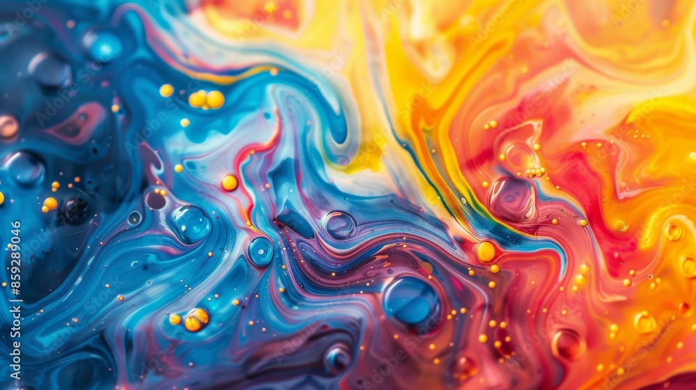 Abstract Swirling Colors of Red, Blue, and Yellow Paint Abstract Swirling Colors of Red, Blue, and Yellow Paint