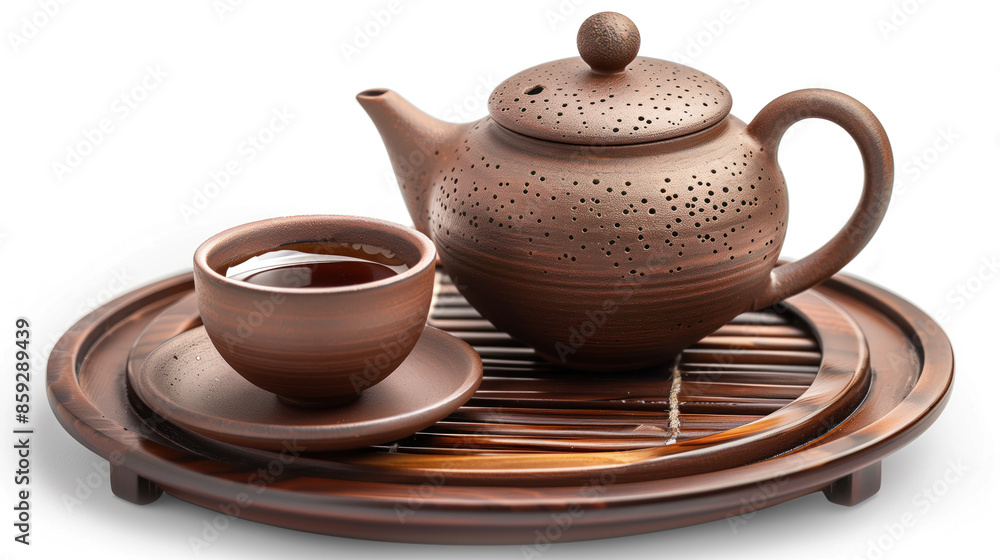tea set isolated on a white background. Tea ceremony. Created with Generative AI technology. tea set isolated on a white background. Tea ceremony. Created with Generative AI technology.