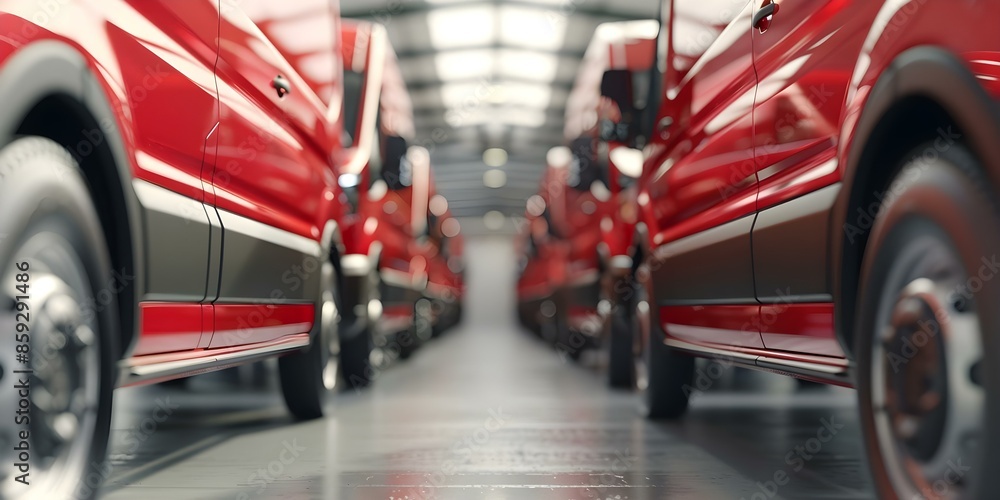 Various delivery vans parked at a dealership. Concept Vehicle dealership, Delivery vans, Commercial fleet, Automotive industry, Transportation, Various delivery vans parked at a dealership. Concept Vehicle dealership, Delivery vans, Commercial fleet, Automotive industry, Transportation,