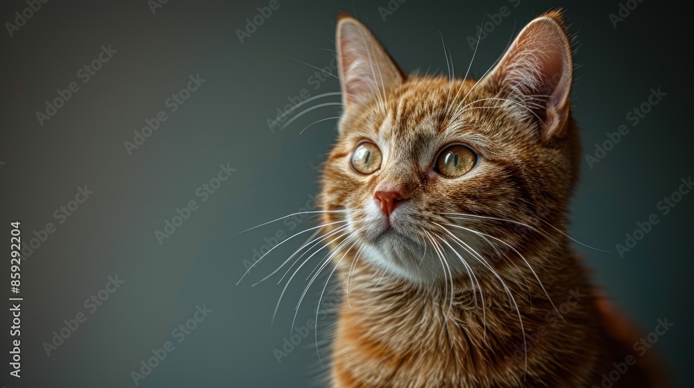 Obraz premium A close-up of a ginger cat with captivating green eyes