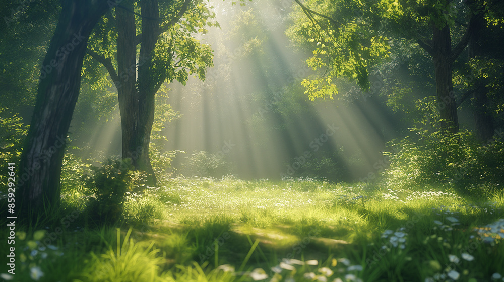 Obraz premium sun rays in the forest