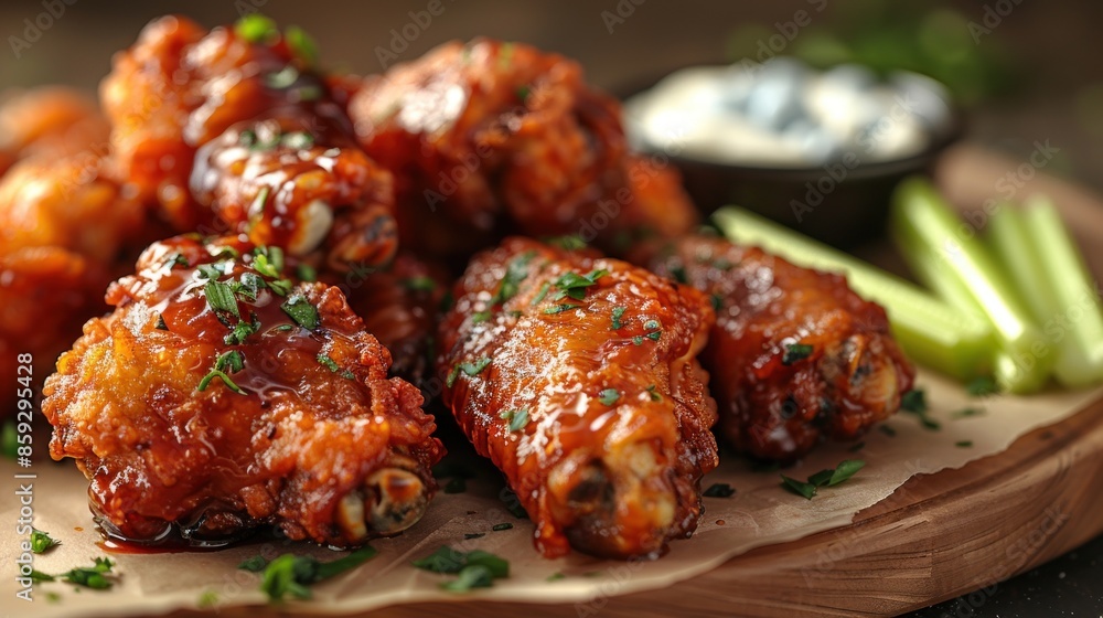 Close-up of delicious, crispy chicken wings Close-up of delicious, crispy chicken wings