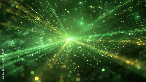 Abstract Green and Gold Light Burst