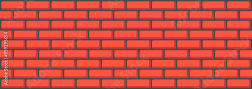 Red brick wall pattern. The pattern is seamless. Building blocks made of stone. Backgrounds for games, design, screensavers in cartoon style. Vector illustration