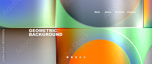 Bright colorful squares with round elements minimal geometric background. Vector Illustration For Wallpaper, Banner, Background, Card, Book Illustration, landing page