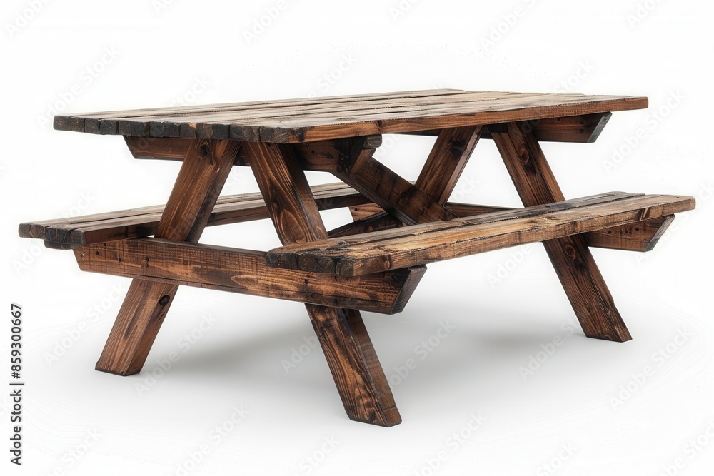 isolated picnic table on white background isolated picnic table on white background