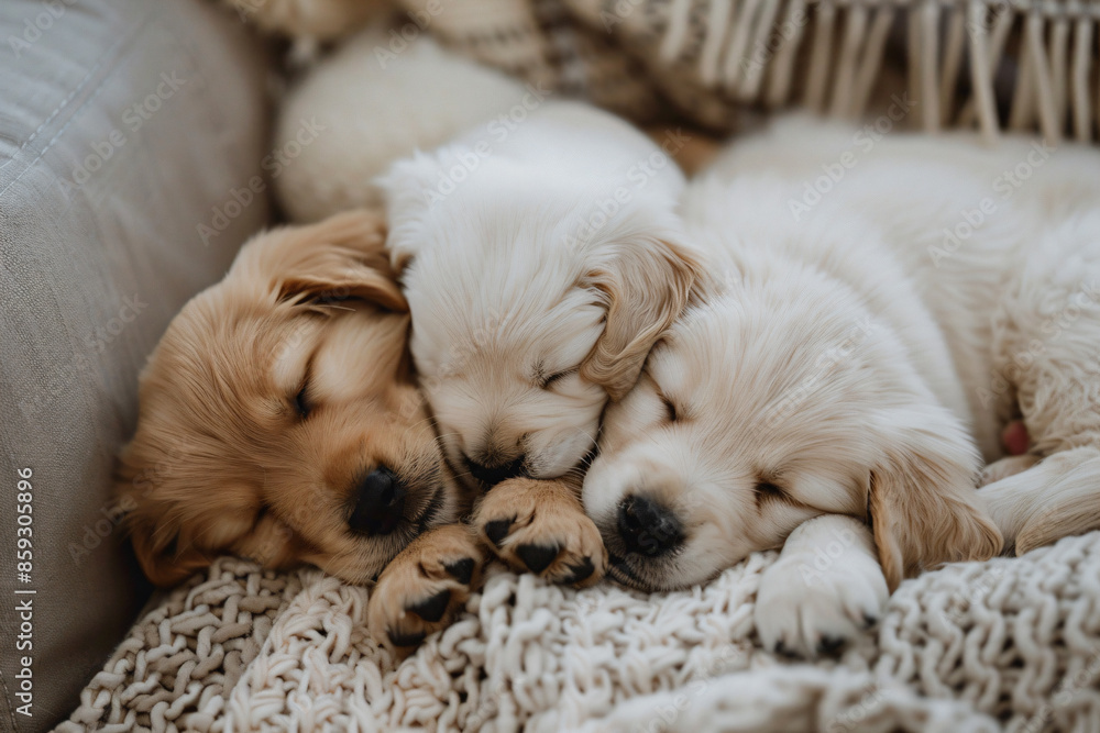 two puppies are sleeping on a blanket two puppies are sleeping on a blanket