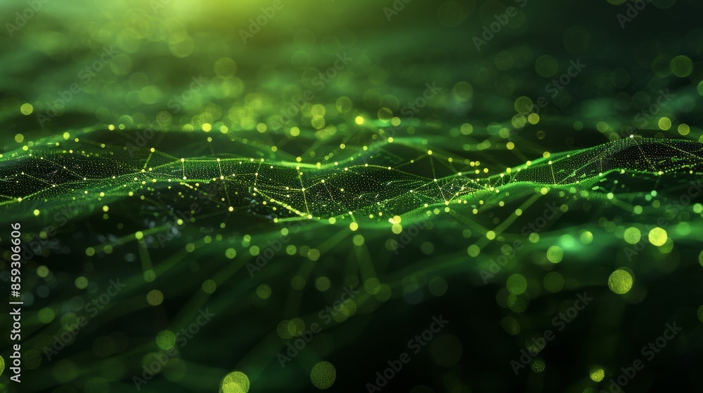 Abstract Green Digital Landscape with Bokeh Abstract Green Digital Landscape with Bokeh
