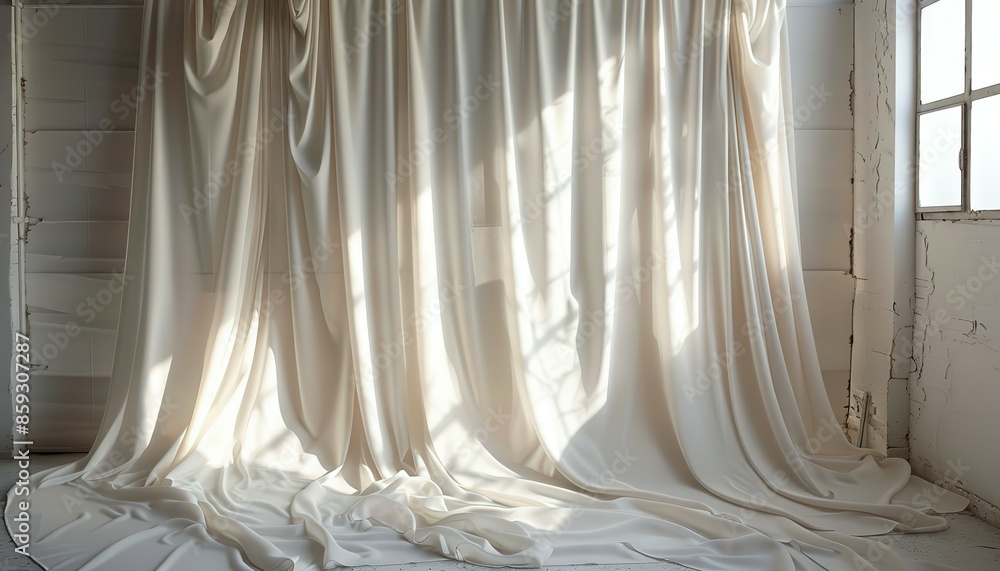 Draped White Curtains in a White Room Draped White Curtains in a White Room
