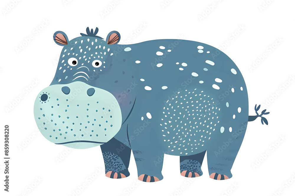 Obraz premium Cute hippopotamus,safari animals.Wild animals of Africa.Simple cartoon flat illustration on transparent background PNG