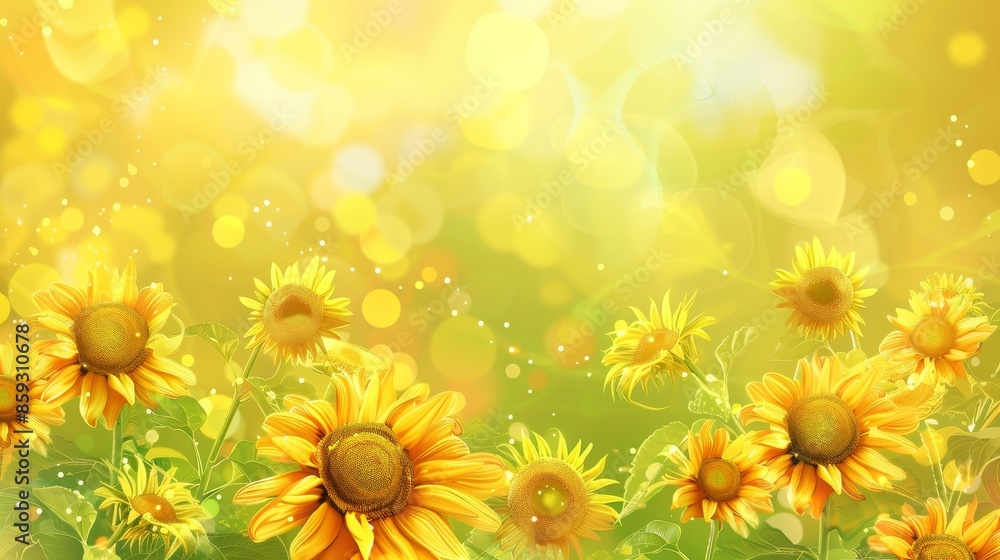 Obraz premium Sunny Sunflower Field with a Soft Glow