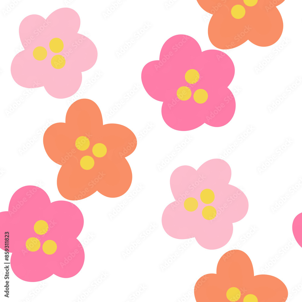 Colorful flower pattern on white background Colorful flower pattern on white background