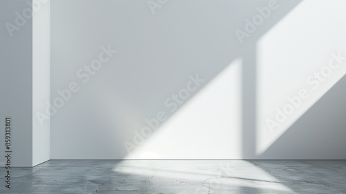 Empty room with white wall and concrete floor. 3D Rendering