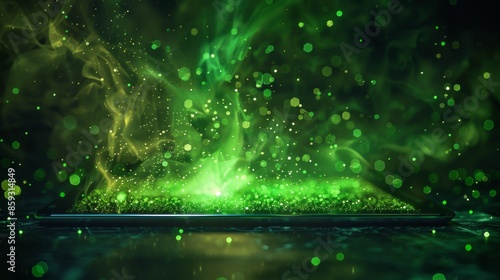 Green Glow Erupting From Smartphone