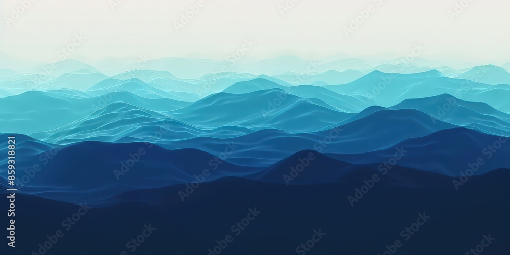 Obraz premium Abstract Blue Mountain Range Illustration