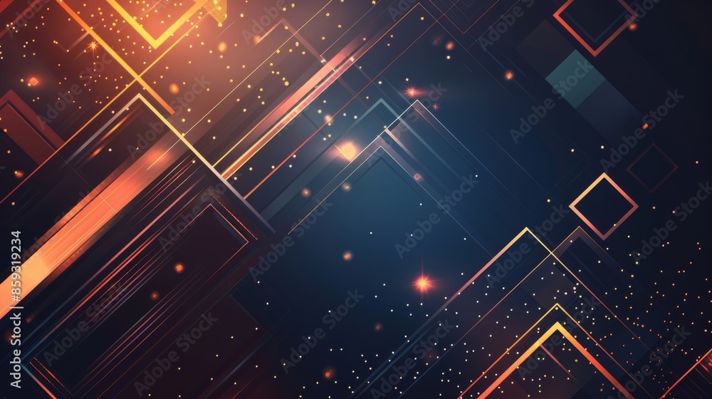 Fototapeta premium Abstract Geometric Design with Glowing Lines and Shapes