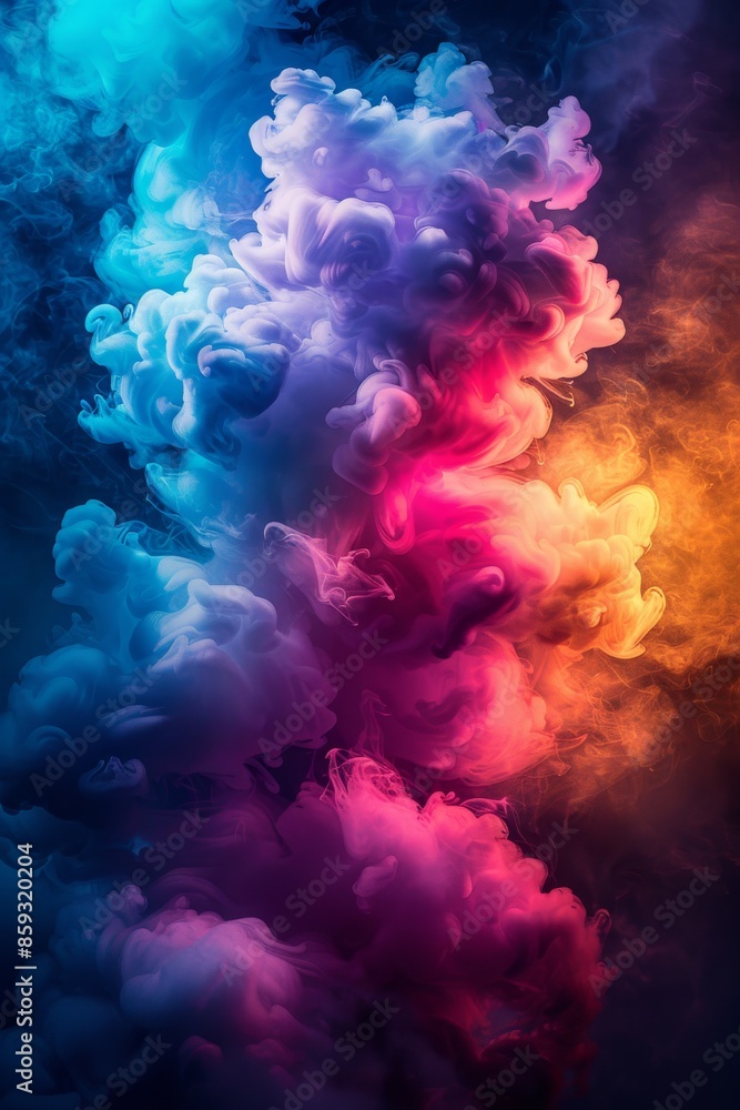 Ethereal glowing cloud with neon halo against dark backdrop, vibrant colors of teal, violet, pink, and yellow, high detail and surreal. Ethereal glowing cloud with neon halo against dark backdrop, vibrant colors of teal, violet, pink, and yellow, high detail and surreal.