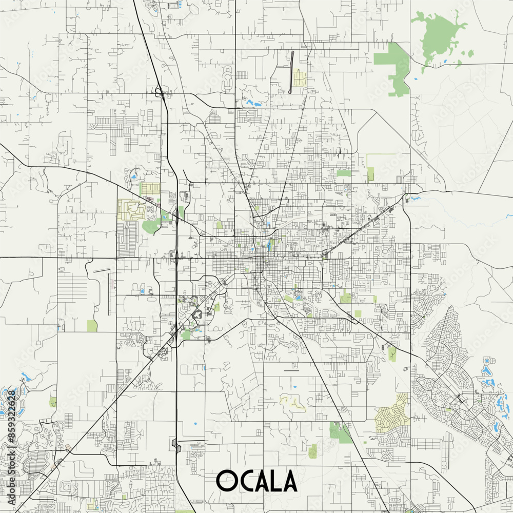Obraz premium Ocala, Florida, USA map poster art