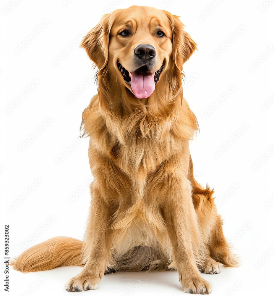 Golden Retriever Sitting On White Background Golden Retriever Sitting On White Background