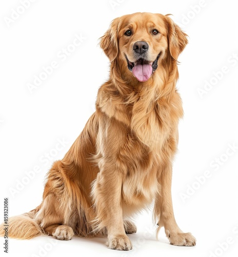 Obraz na płótnie Golden Retriever Sitting On White Background w salonie